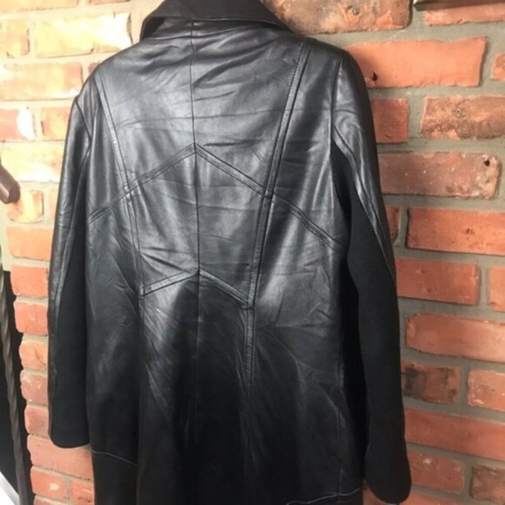 Danier Leather NEW Long Jacket Coat Wool Lined Pockets Zipper Snap Closure Tag L - Picture 6 of 16